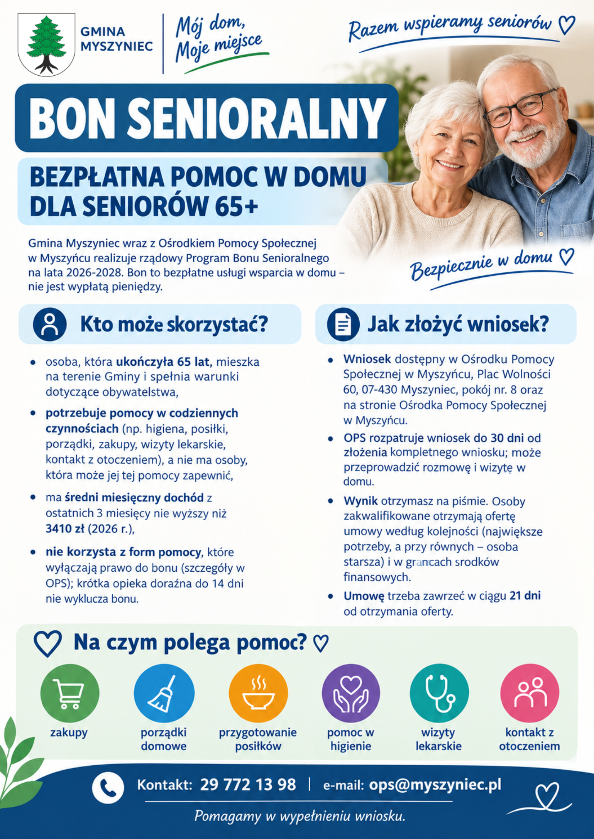 Plakat informacyjny do Programu Bon Senioralny plakat informacyjny bonu senioralnego