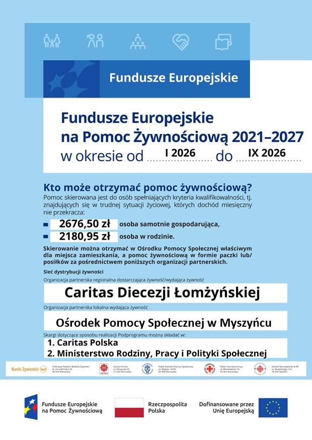 Plakat Fundusze Europejskie na Pomoc Żywnościową Plakat Fundusze Europejskie na Pomoc Żywnościową